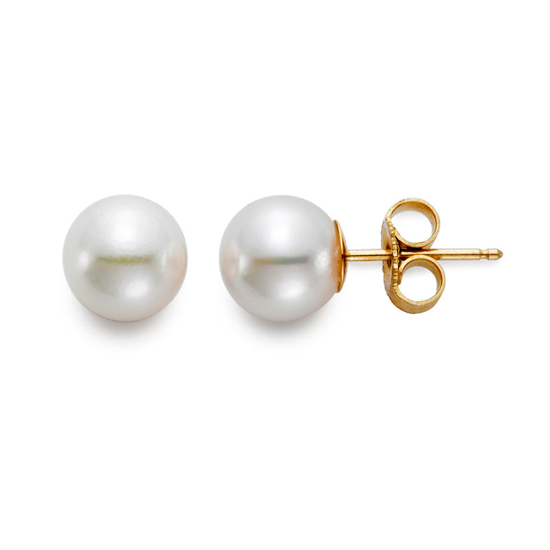 Mastoloni 18K Yellow Gold 7.5-8MM Akoya Pearl Stud Earrings