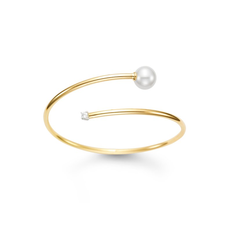 Mastoloni 18K Yellow Gold Bypass Flex Pearl Bracelet
