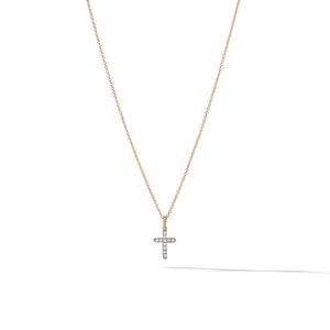 DY Cable Collectibles Cross Necklace in 18K Yellow Gold with Diamonds, 17mm