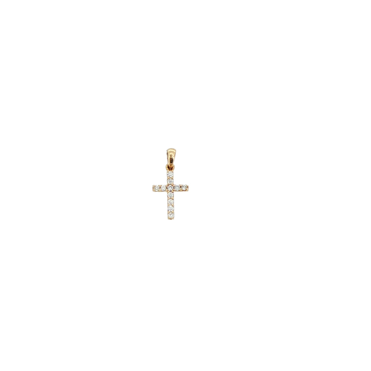 14K Yellow Gold Tiny Diamond Cross