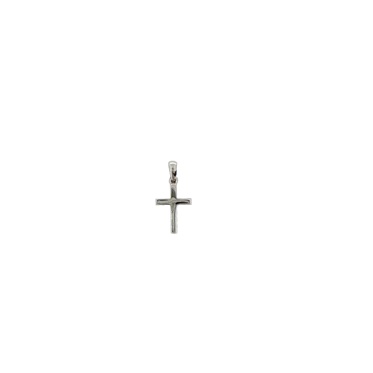 14K White Gold Tiny Diamond Cross Pendant
