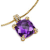 DY Chatelaine® Pendant Necklace in 18K Yellow Gold with Amethyst and Diamonds, 11mm