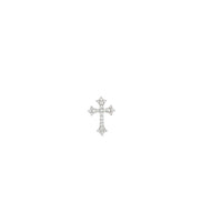 14K White Gold Fleur De Lis Diamond Cross Pendant