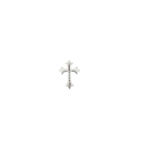 14K White Gold Fleur De Lis Diamond Cross Pendant