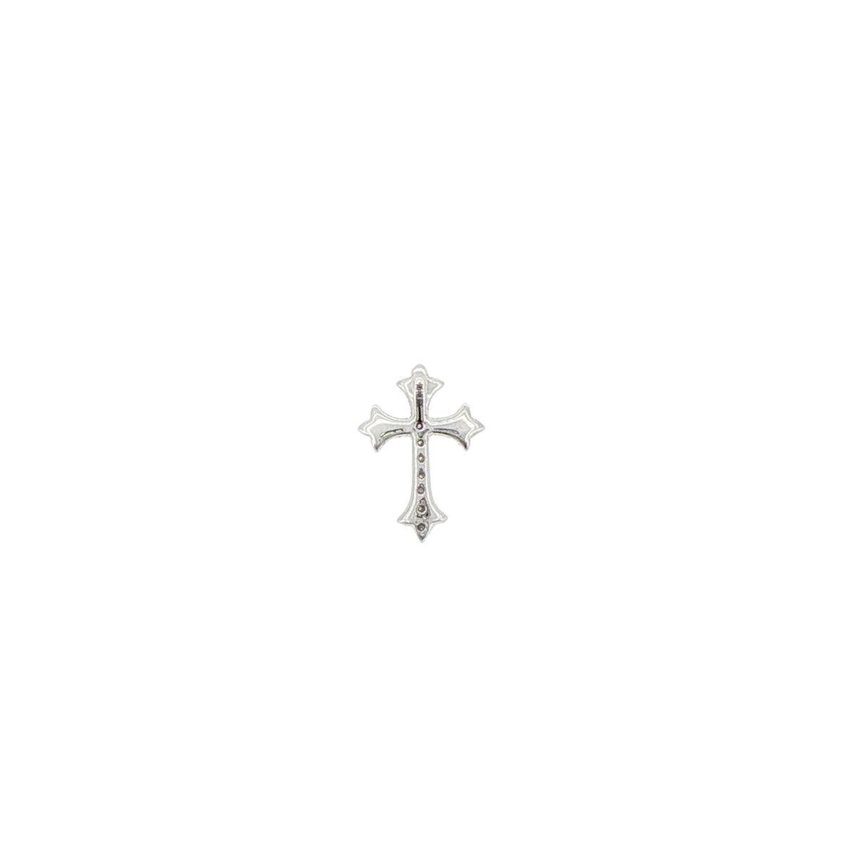 14K White Gold Fleur De Lis Diamond Cross Pendant