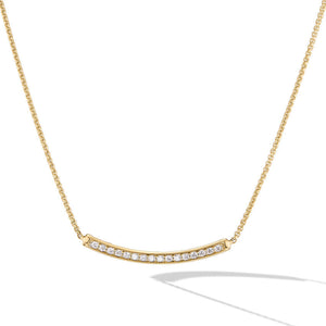 David Yurman Petite Pave Bar Necklace in 18K Yellow Gold with Diamonds, 1.25mm