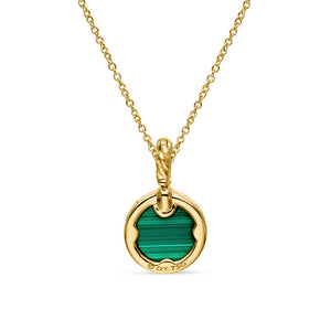 DY Elements® Petite Pendant Necklace in 18K Yellow Gold with Malachite and Diamonds, 17.8mm