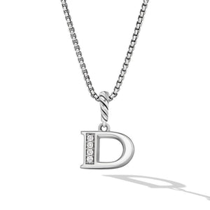 David Yurman Pave Initial D Pendant Necklace in Sterling Silver with Diamond