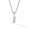 David Yurman Pave Initial J Pendant Necklace in Sterling Silver with Diamond
