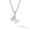 David Yurman Pave Initial M Pendant Necklace in Sterling Silver with Diamond