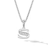 David Yurman Pave Initial S Pendant Necklace in Sterling Silver with Diamond