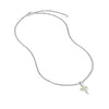 David Yurman Petite Cross Necklace in Sterling Silver with 18K Yellow Gold with Diamonds, 20.8mm