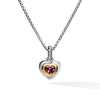David Yurman Petite Cable Heart Pendant Necklace in Sterling Silver with 14K Yellow Gold and Rhodolite Garnet, 17.1mm
