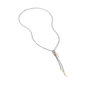 David Yurman Zig Zag Stax Y Necklace in Sterling Silver with 18K Yellow Gold and Diamonds