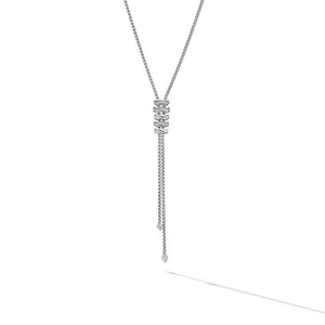 David Yurman Zig Zag Stax Y Necklace in Sterling Silver with Diamonds