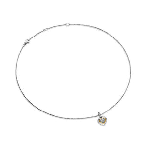 David Yurman Petite Cable Heart Pendant Necklace in Sterling Silver with 14K Yellow Gold and Diamonds, 17.1mm
