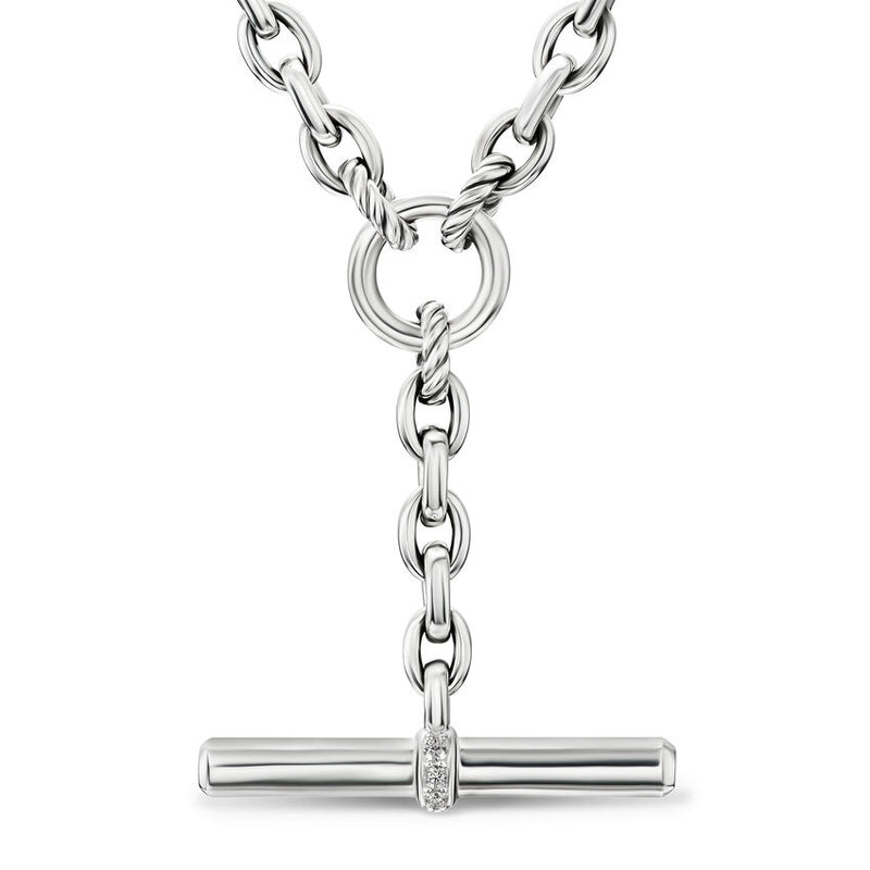 DY Mercer® Petite Toggle Chain Necklace in Sterling Silver with Diamonds, 4.5mm - NAGI