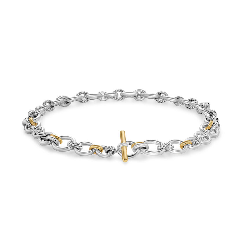 DY Mercer® Chain Necklace in Sterling Silver with 18K Yellow Gold and Diamonds, 8mm - NAGI