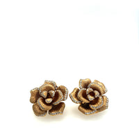 Pre-Owned 14K Rose Gold Floral Diamond Earrings