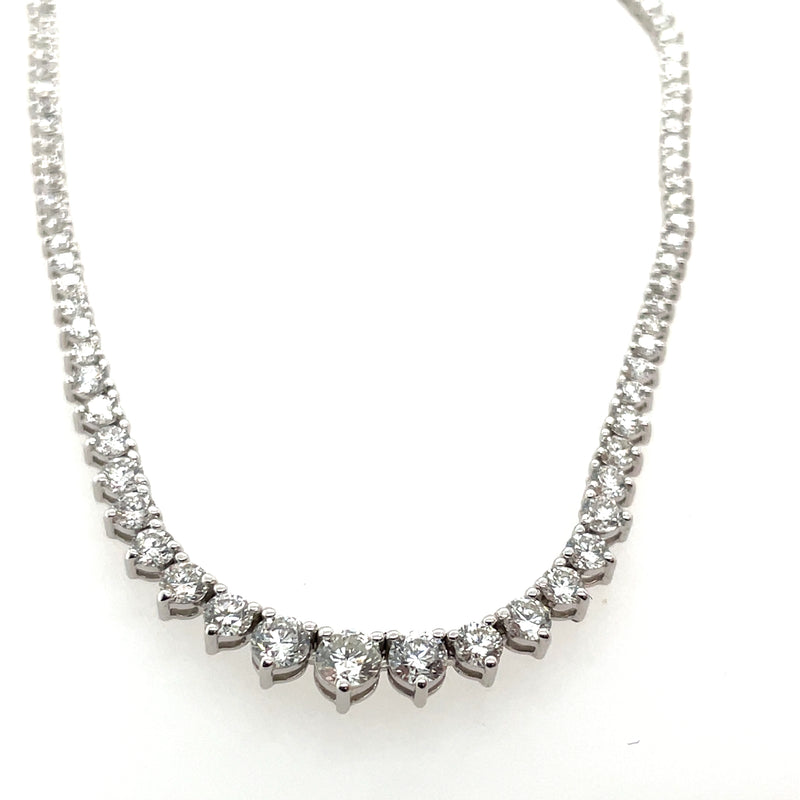 14K White Gold Graduating Diamond Tennis Necklace
