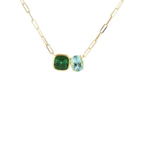 Lauren K. 18K Yellow Gold Green Tourmaline and Aquamarine Necklace