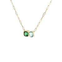 Lauren K. 18K Yellow Gold Green Tourmaline and Aquamarine Necklace