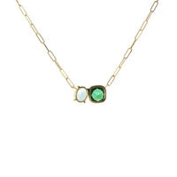 Lauren K. 18K Yellow Gold Green Tourmaline and Aquamarine Necklace