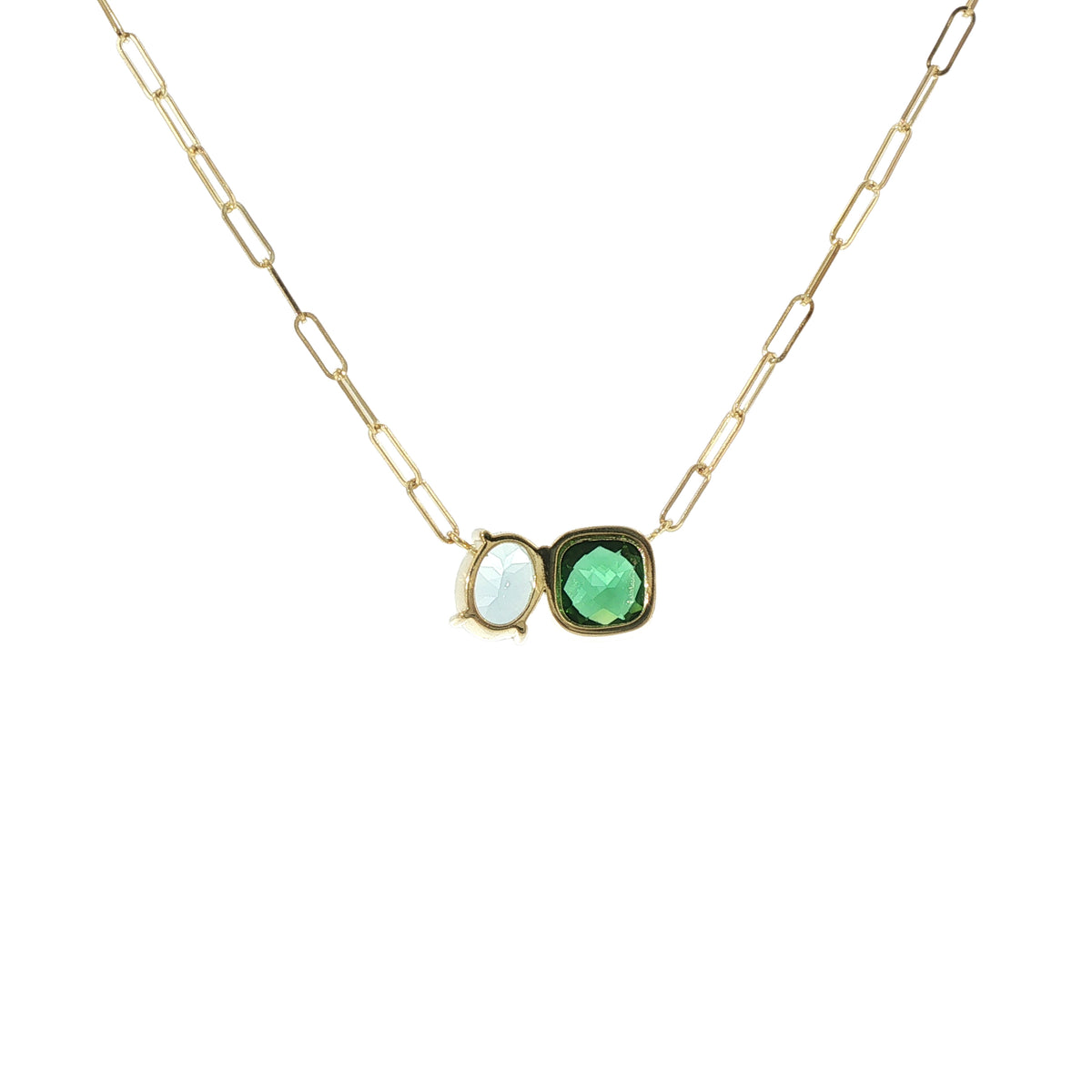 Lauren K. 18K Yellow Gold Green Tourmaline and Aquamarine Necklace