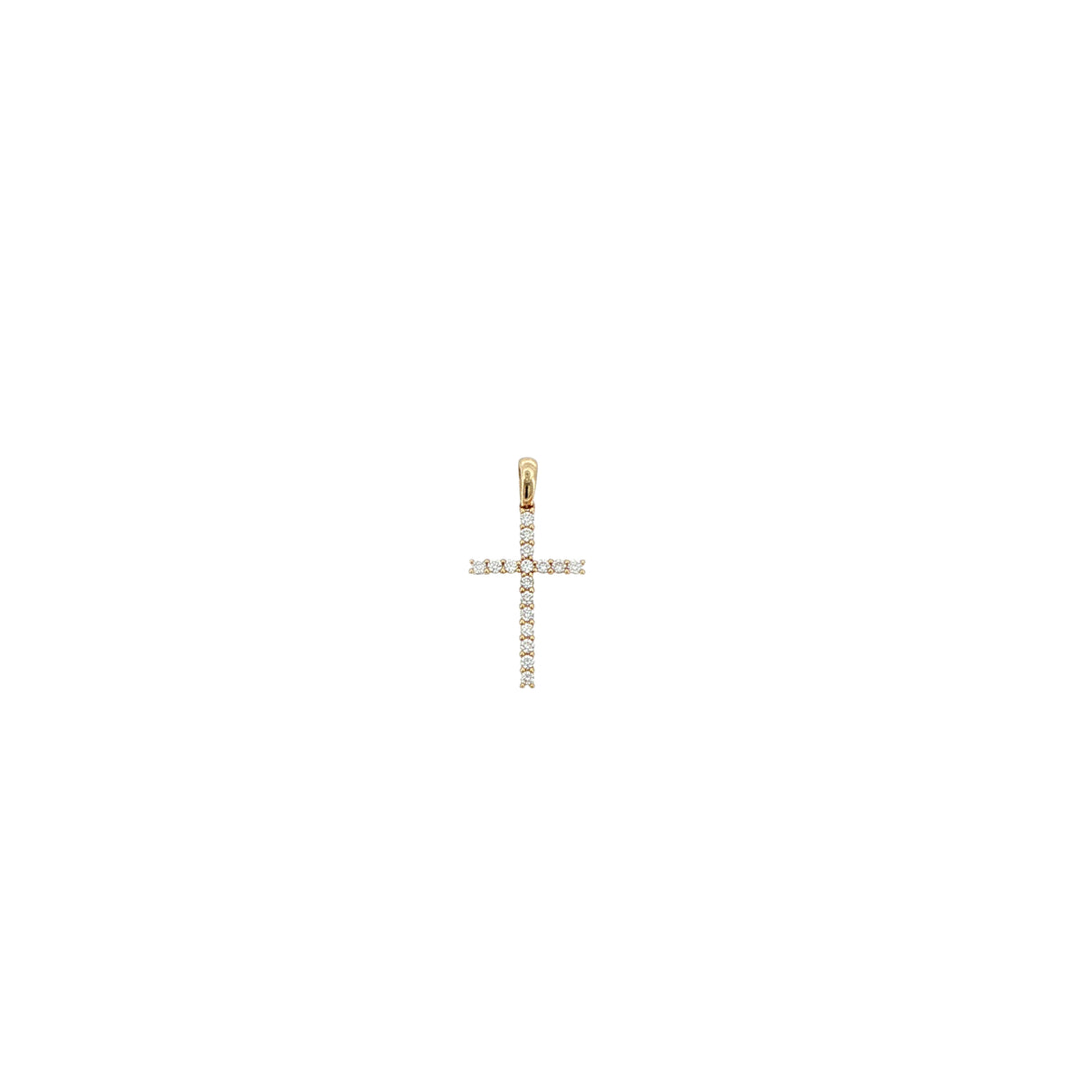 14K Yellow Gold Medium Diamond Cross Pendant