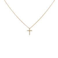 14K Yellow Gold Small Diamond Cross Necklace