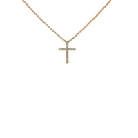14K Yellow Gold Small Diamond Cross Necklace
