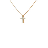 14K Yellow Gold Small Diamond Cross Necklace
