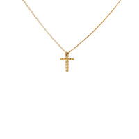 14K Yellow Gold Small Diamond Cross Necklace