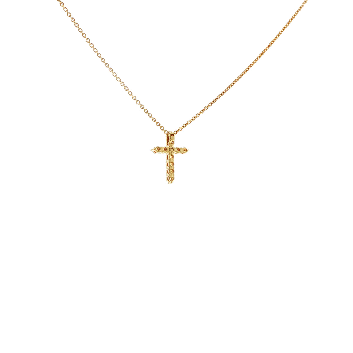 14K Yellow Gold Small Diamond Cross Necklace
