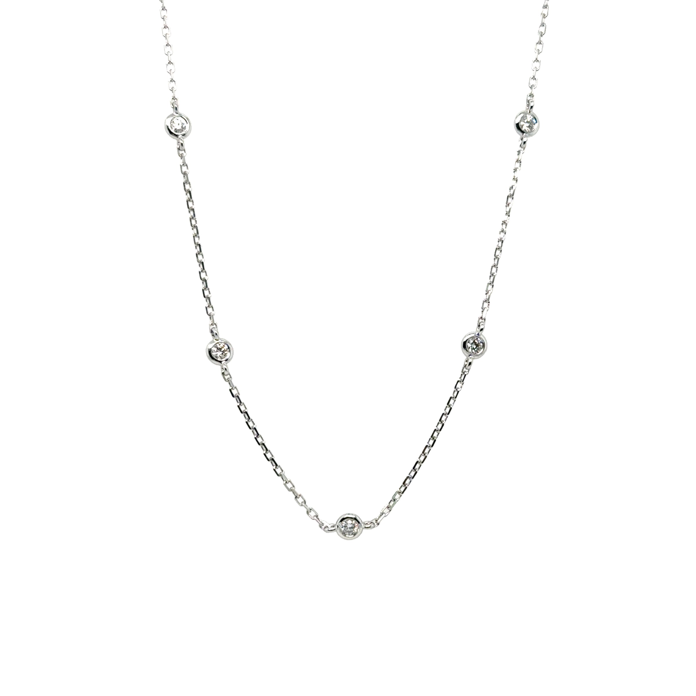 14K White Gold 1.57 Carat Diamond by the Yard Necklace