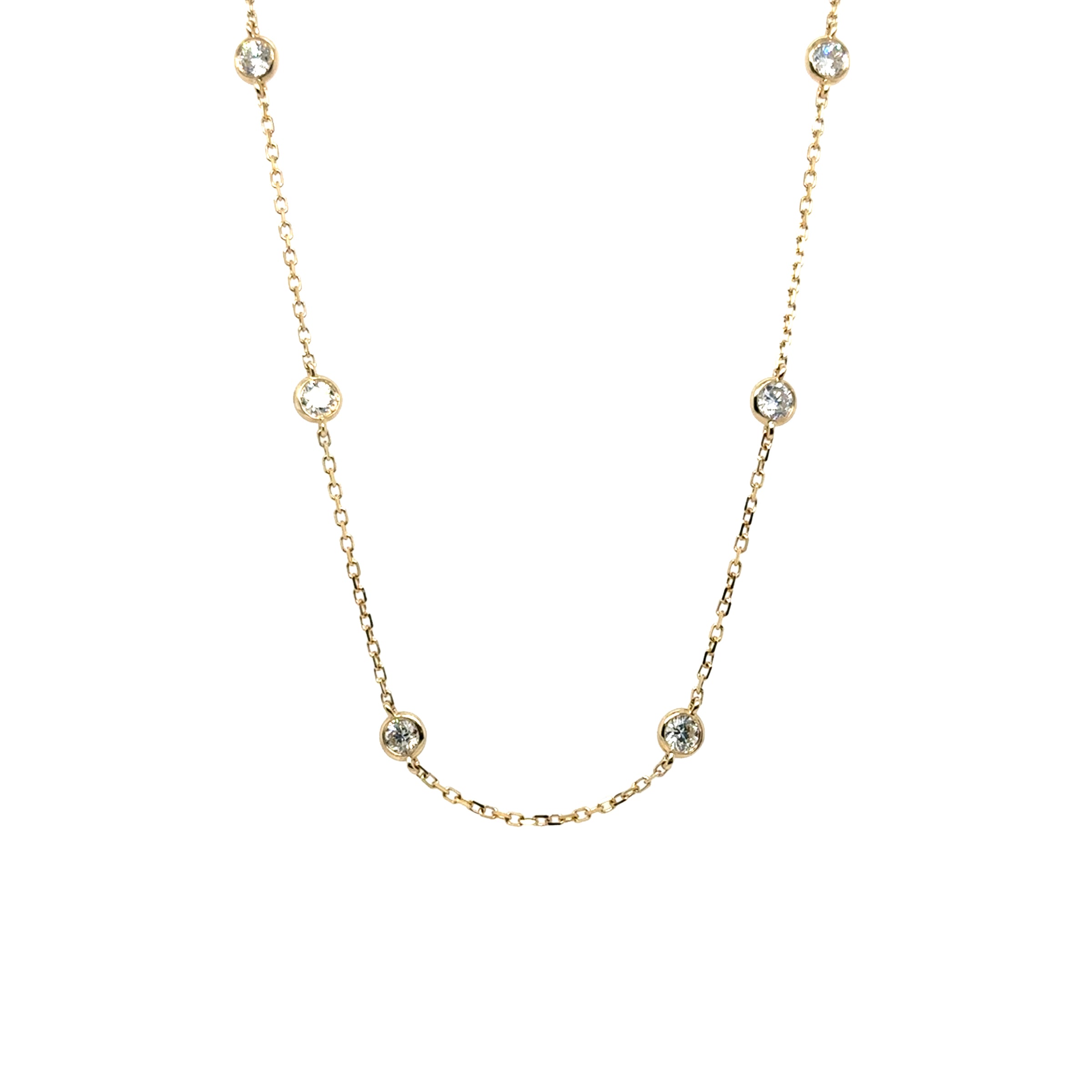 14K White Gold 1.57 Carat Diamond by the Yard Necklace