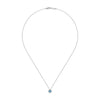 Gabriel & Co. 14K White Gold Round Swiss Blue Topaz and Diamond Halo Pendant Necklace