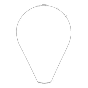 Gabriel 14K White Gold Diamond Pave Curved Bar Necklace