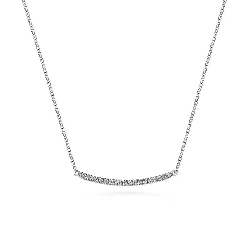 Gabriel 14K White Gold Diamond Pave Curved Bar Necklace