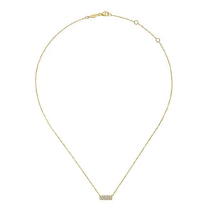 Gabriel 14K Yellow Gold Rectangular Diamond Pendant Necklace