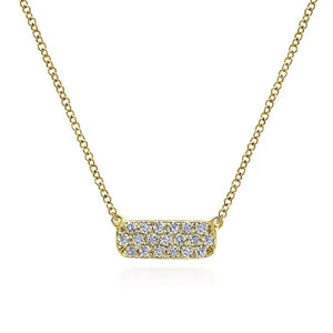 Gabriel 14K Yellow Gold Rectangular Diamond Pendant Necklace