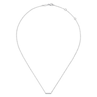 Gabriel & Co. 14K White Gold Petite Pavé Diamond Bar Necklace