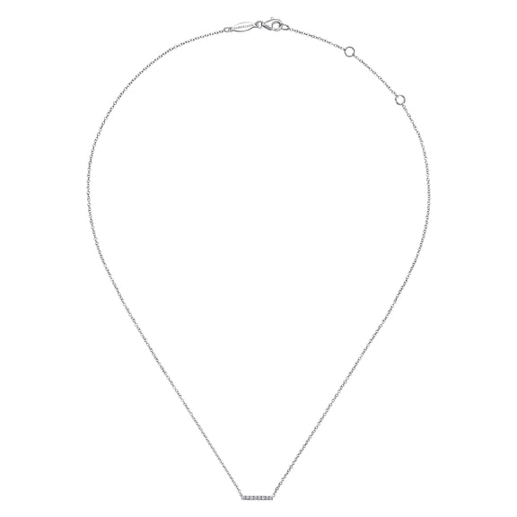 Gabriel & Co. 14K White Gold Petite Pavé Diamond Bar Necklace