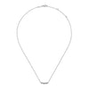 Gabriel 14K White Gold Curved Pave Diamond Bar Necklace