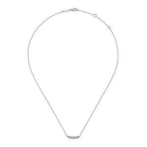 Gabriel 14K White Gold Curved Pave Diamond Bar Necklace