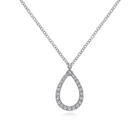 Gabriel & Co. 14K White Gold Teardrop Diamond Pendant Necklace