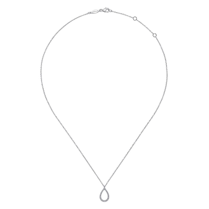 Gabriel & Co. 14K White Gold Teardrop Diamond Pendant Necklace