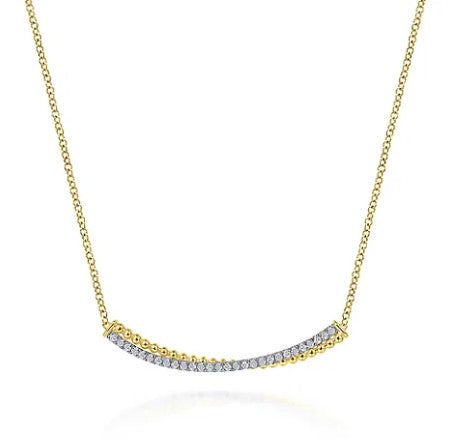 Gabriel & Co. 14K Yellow & White Gold Diamond Bar Necklace
