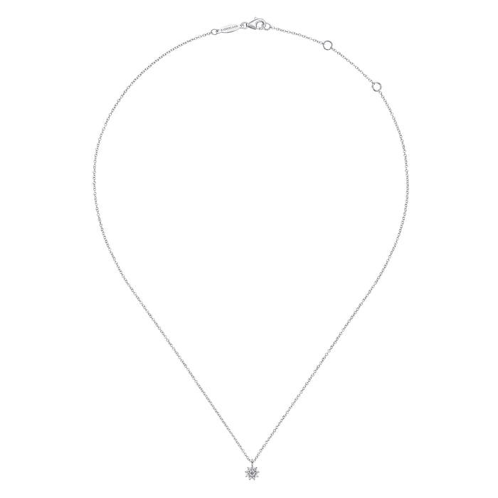 Gabriel & Co. 14K White Gold Diamond Flower Pendant Necklace