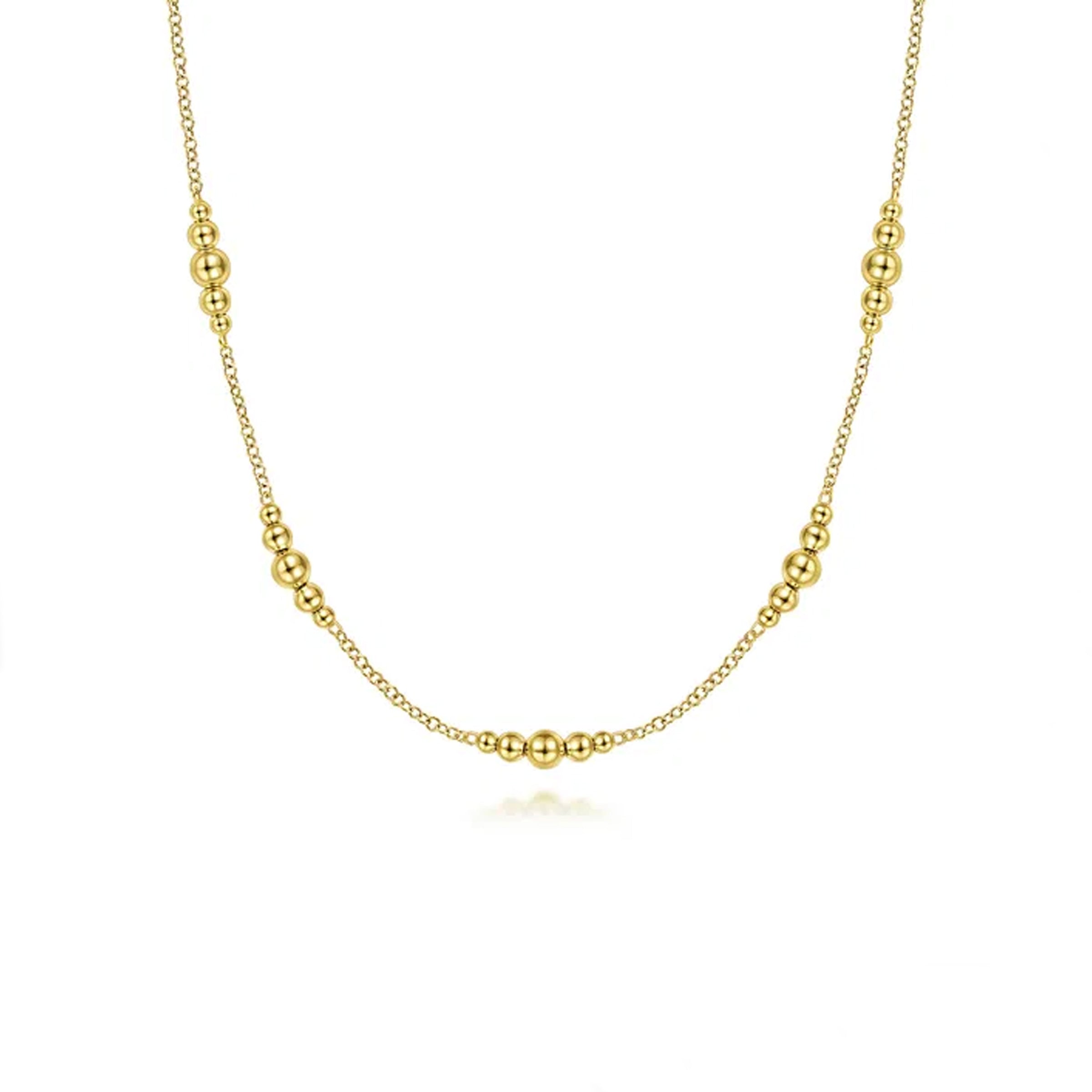 Gabriel & Co. 14K Yellow Gold Graduated Bujukan Beads Station Necklace